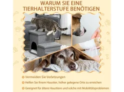 PawHut Hundetreppe 3 Stufige mit Höhle Stauraum Kissen