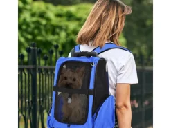 PawHut Hundetrolley Transporttasche für Tiere Trolley 2-in-1 Blau 42 x 25 x 55cm