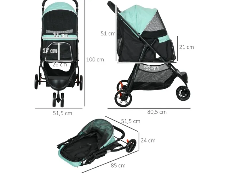 PawHut Hundewagen Polyester Stahl 80,5L x 51,5B x 100H cm