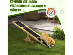 Clearance PawHut Hundewippe Hunde Agility Wippe Tannenholz Gelb 180L x 30B x 30H cm
