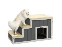 Hot PawHut 2-in-1 Hundetreppe mit Höhle 3 Stufen