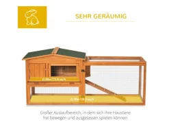 PawHut Kaninchenstall aus Tannenholz mit Asphaltdach 156 x 58 x 68 cm