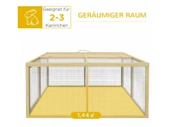 Outlet PawHut Kaninchenstall Klappbar mit Freilaufgehege 120 x 120x57 m