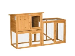 PawHut Kaninchenstall mit Tannenholz 141 x 60 x 86 cm