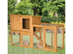 PawHut Kaninchenstall mit Tannenholz 141 x 60 x 86 cm