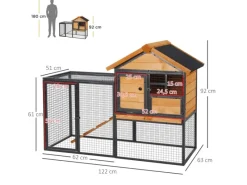 PawHut Kaninchenstall mit Freilaufgehege 122 x 63 x 92 cm