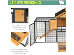 PawHut Kaninchenstall mit Freilaufgehege 122 x 63 x 92 cm