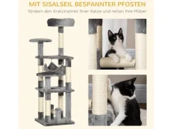 PawHut Katzenbaum Kletterbaum Kratzbaum Hängematte L40 x B40 x H132 cm