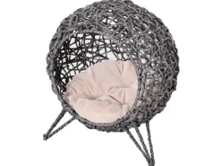 PawHut Katzenhaus aus Rattan mit Kissen Erhöhten Füßen