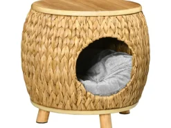Sale PawHut Katzenhöhle aus Rattan 2-in-1 Design