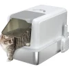 PawHut Katzentoilette Edelstahl Kunststoff Weiß 40,5L x 60,5B x 41,5H cm
