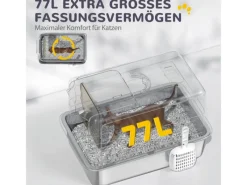 PawHut Katzentoilette Edelstahl Kunststoff Weiß 40,5L x 60,5B x 41,5H cm