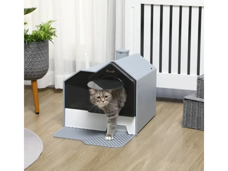 PawHut Katzentoilette mit Bodenwanne Schaufel