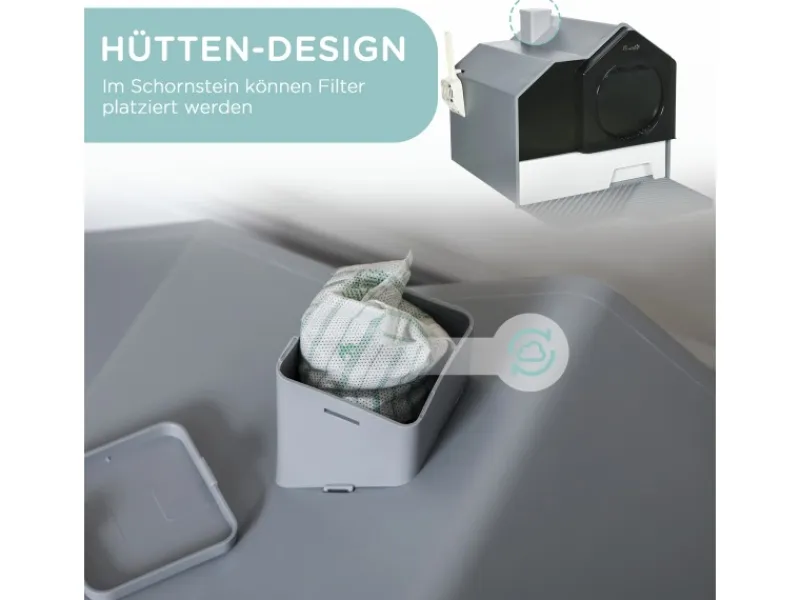 PawHut Katzentoilette mit Bodenwanne Schaufel