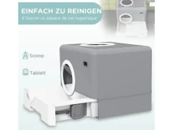 Clearance PawHut Katzentoilette mit Deckel 2 Ausgänge