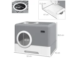 Clearance PawHut Katzentoilette mit Deckel 2 Ausgänge