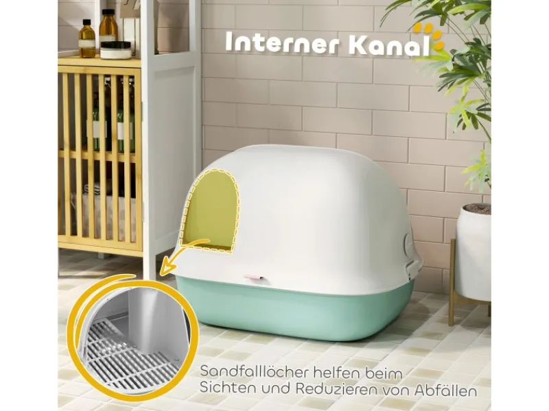 Hot PawHut Katzentoilette mit Deckel Kunststoff 58L x 46B x 39H cm