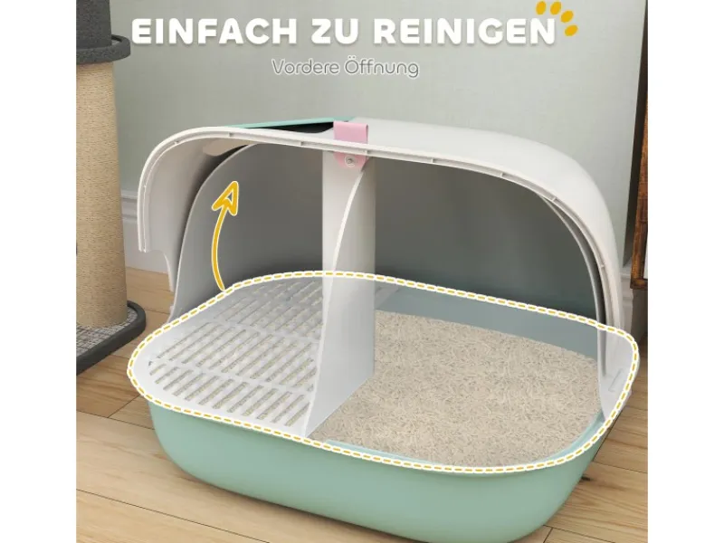 Hot PawHut Katzentoilette mit Deckel Kunststoff 58L x 46B x 39H cm