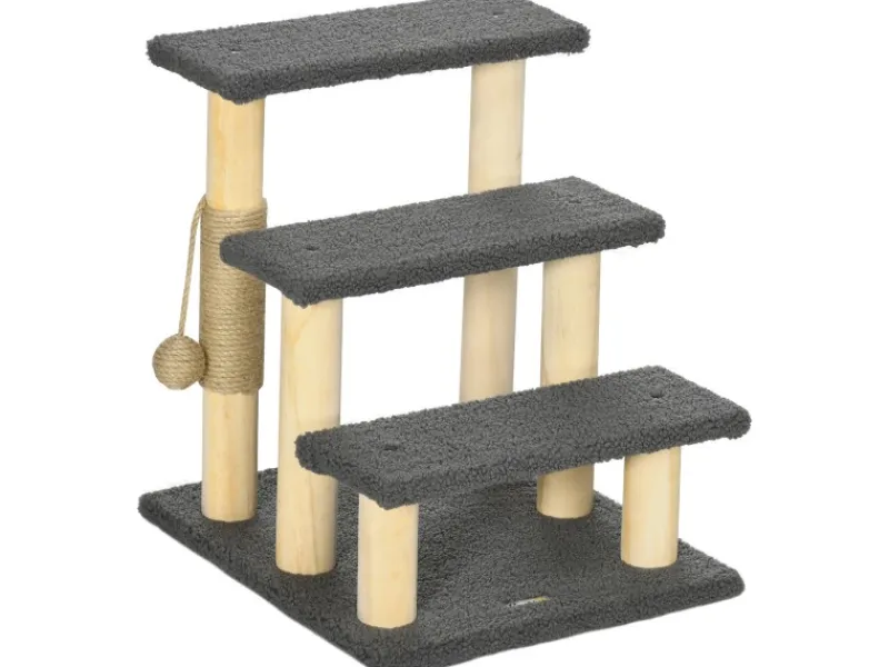 PawHut Katzentreppe 3-Stufig 48 cm mit Sisalsäule Spielball
