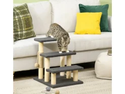 PawHut Katzentreppe 3-Stufig 48 cm mit Sisalsäule Spielball