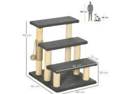 PawHut Katzentreppe 3-Stufig 48 cm mit Sisalsäule Spielball