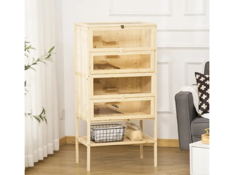 New PawHut Kleintierkäfig 5 Etagen mit Gitterdach