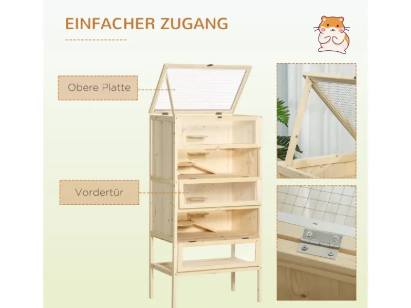 New PawHut Kleintierkäfig 5 Etagen mit Gitterdach