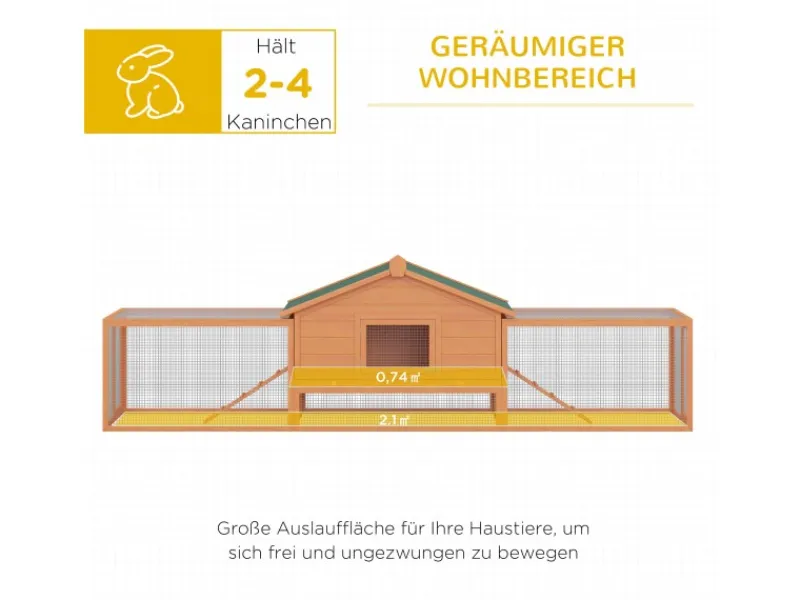 PawHut Kleintierstall mit 2 Freigehegen und 2 Rampen 309 x 79 x 86 cm