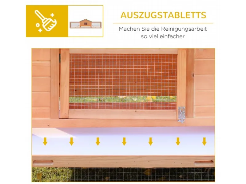 PawHut Kleintierstall mit 2 Freigehegen und 2 Rampen 309 x 79 x 86 cm