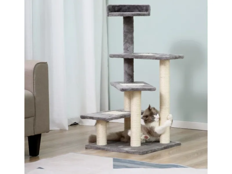 PawHut Kletterbaum Treppe 5 Ebenen 48,5 x 48,5 x 100 cm