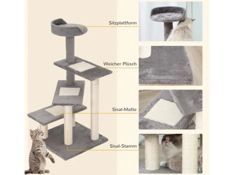 PawHut Kletterbaum Treppe 5 Ebenen 48,5 x 48,5 x 100 cm