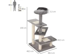 PawHut Kletterbaum Treppe 5 Ebenen 48,5 x 48,5 x 100 cm