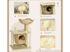 PawHut Kratzbaum 74 cm Katzenbaum mit Katzenhöhle Spielball