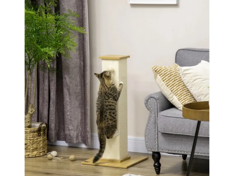 PawHut Kratzbaum 80 cm mit Spielball Kratzsäule aus Sisalseil