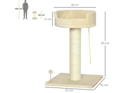 Clearance PawHut Kratzbaum 85 cm mit Liegefläche Plüsch-Kletterbaum Spielball