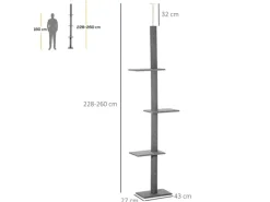 PawHut Kratzbaum Deckenhoch 228-260 cm mit 3 Ebenen Spielbaum