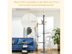 PawHut Kratzbaum Deckenhoch 228-260 cm mit 3 Ebenen Spielbaum