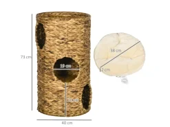 Hot PawHut Kratzbaum Kratztonne mit 3 Höhlen Kissen