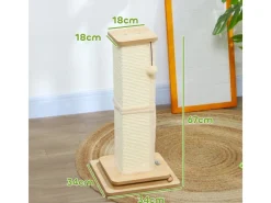 PawHut Kratzstamm Kratzsäule MDF Sisal Eiche 34L x 34B x 67H cm