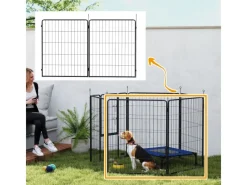 PawHut Pet Playpen Welpenzaun aus Stahl Schwarz 80L x 1,5B x 100H cm