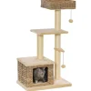 PawHut Rattan Katzenbaum mit Sisal Höhe 108 cm