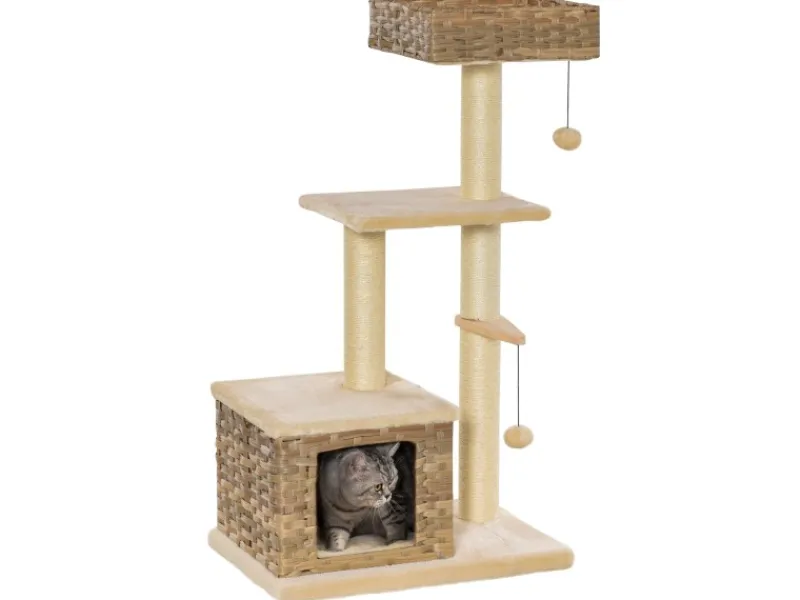 PawHut Rattan Katzenbaum mit Sisal Höhe 108 cm