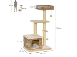 PawHut Rattan Katzenbaum mit Sisal Höhe 108 cm