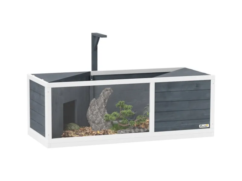 Hot PawHut Schildkrötenhaus Tannenholz Pmma Grau 120L x 50B x 40H cm