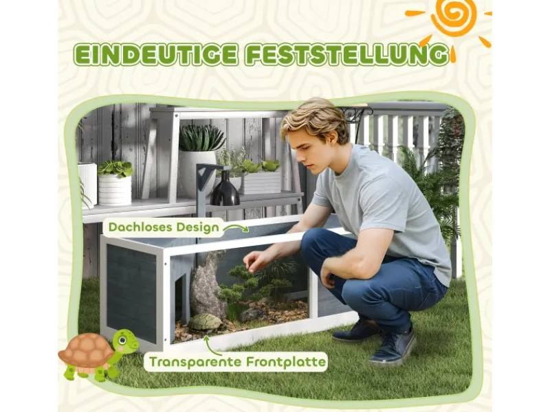 Hot PawHut Schildkrötenhaus Tannenholz Pmma Grau 120L x 50B x 40H cm