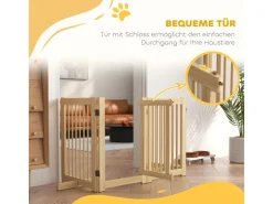 PawHut Schutzgitter Kiefernholz Naturholz 204L x 36B x 75H cm