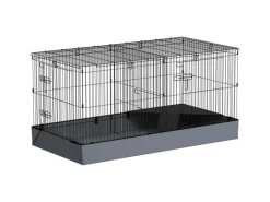 PawHut Small Animal Cage Stahl Oxfordstoff Schwarz 121L x 61B x 61H cm