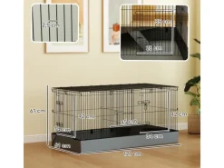 PawHut Small Animal Cage Stahl Oxfordstoff Schwarz 121L x 61B x 61H cm