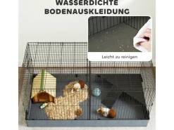 PawHut Small Animal Cage Stahl Oxfordstoff Schwarz 121L x 61B x 61H cm