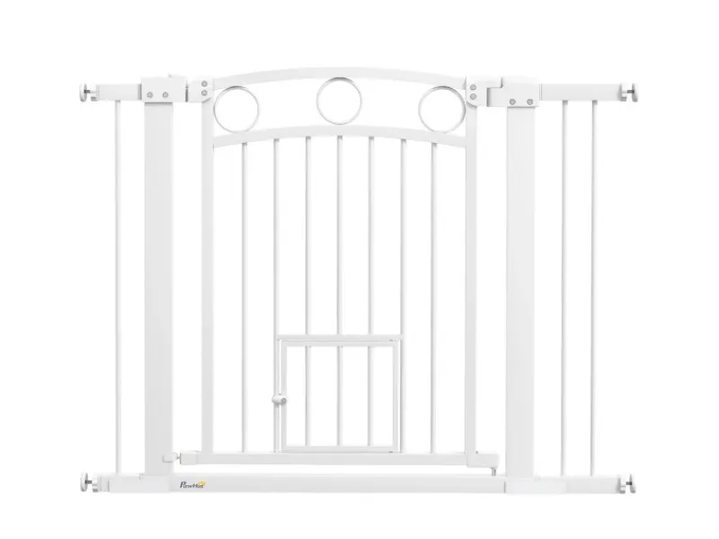 Clearance PawHut Türschutzgitter 76-104 cm Absperrgitter Stahl PA Weiß 76-104L x 77H cm
